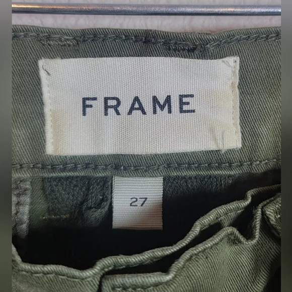 FRAME Tomboy Wideleg Trouser Pants Size 27 Olive Green - Picture 4 of 6